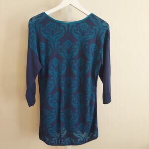 Coldwater Creek Sweater Size Large‎ 3/4 Sleeve Statement Sheer Front Panel